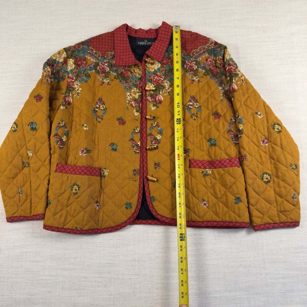 Carole Little Petites Vintage Quilted Floral Toggle Jacket Mustard Yellow - Picture 4 of 7